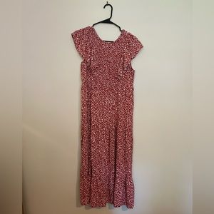 Red floral long length dress